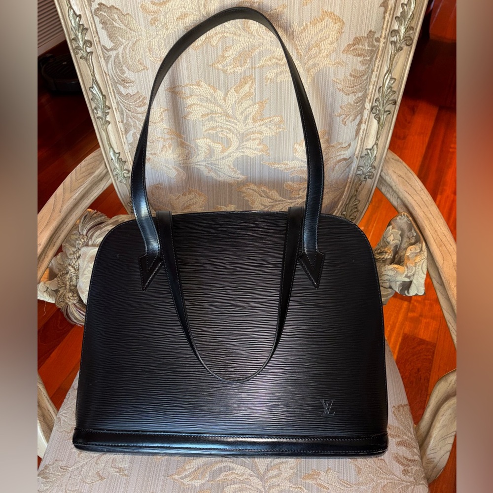 Louis Vuitton Vintage Black Epi Lusac Handbag